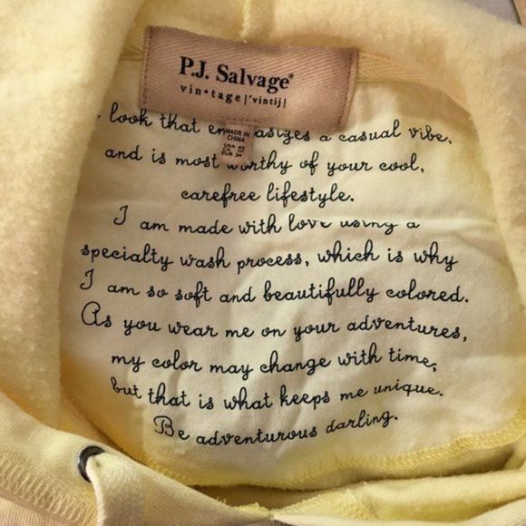 PJ Salvage Revival Lounge Hoodie Yellow Women's Size XS New with defect - Picture 8 of 12